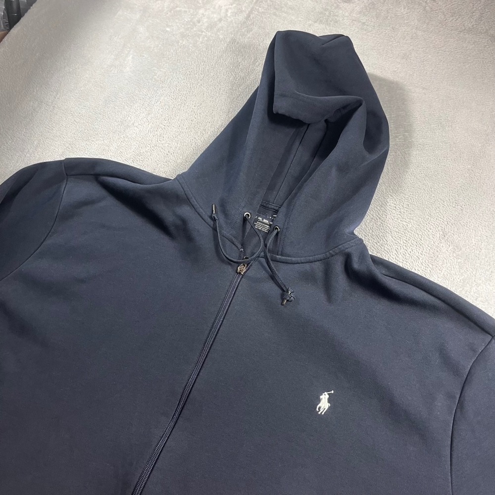 Polo Ralph Lauren Mens 3XLT Navy Blue Full Zip Hoodie Pony Logo Big & Tall